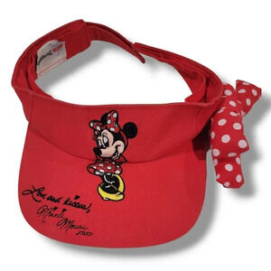 Disneyland Resort Minnie Mouse kids red embroidered with Boe visor hat - os